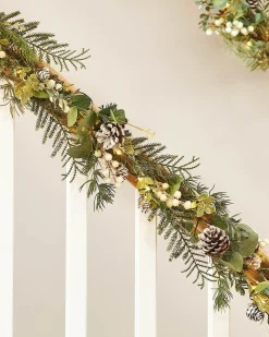WeRChristmas Pre-Lit Frosted Eucalyptus Garland, 9 Ft^ Decorated Garlands|Pre Lit Garlands