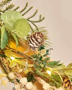 WeRChristmas Pre-Lit Frosted Eucalyptus Garland, 9 Ft^ Decorated Garlands|Pre Lit Garlands