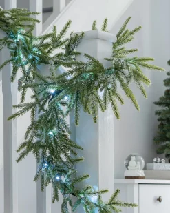 WeRChristmas Pre-Lit Frosted Fir Garland, 9 Ft^ Snow Flocked Garlands|Decorated Garlands