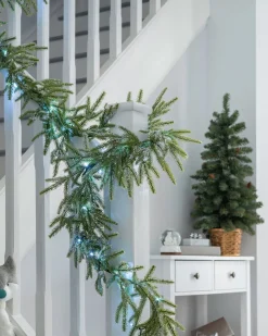 WeRChristmas Pre-Lit Frosted Fir Garland, 9 Ft^ Snow Flocked Garlands|Decorated Garlands