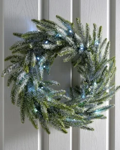 WeRChristmas Pre-Lit Frosted Fir Wreath, 50 Cm^ Plain Wreaths|Pre Lit Wreaths