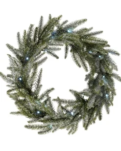 WeRChristmas Pre-Lit Frosted Fir Wreath, 50 Cm^ Plain Wreaths|Pre Lit Wreaths