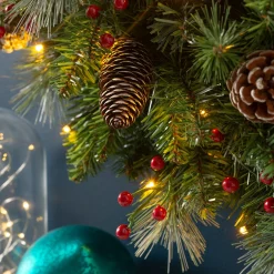 WeRChristmas Pre-Lit Frosted Garland, Pinecones & Berries, 9 Ft^ Decorated Garlands|Pre Lit Garlands