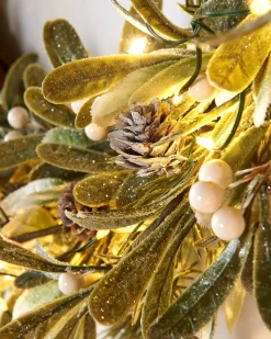 WeRChristmas Pre-Lit Frosted Mistletoe Wreath, 76 Cm^ Decorated Wreaths|Pre Lit Wreaths