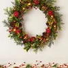 WeRChristmas Pre-Lit Frosted Red Berry Mixed Tip Wreath, 60 Cm^ Decorated Wreaths|Pre Lit Wreaths