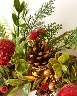 WeRChristmas Pre-Lit Frosted Red Berry Mixed Tip Wreath, 60 Cm^ Decorated Wreaths|Pre Lit Wreaths