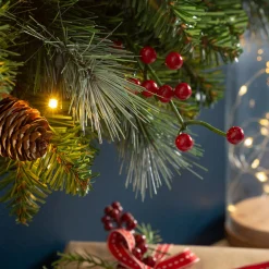 WeRChristmas Pre-Lit Frosted Wreath, Pinecones & Berries, 60 Cm^ Decorated Wreaths|Pre Lit Wreaths