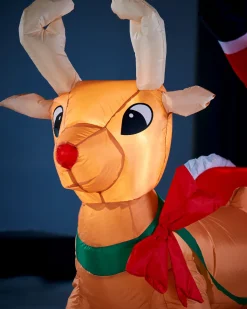 WeRChristmas Pre-Lit Inflatable Animated Santa With Sleigh, 6 Ft^ Inflatables