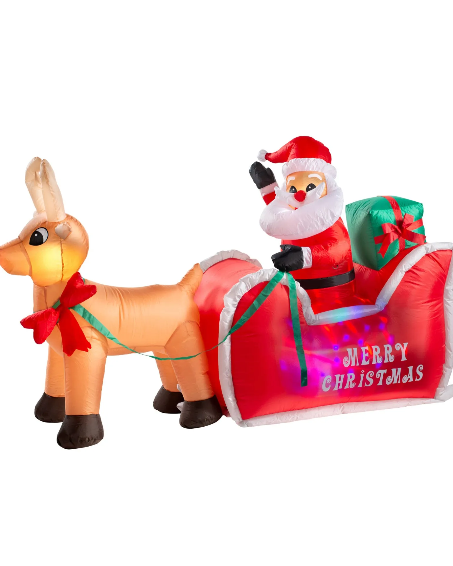 WeRChristmas Pre-Lit Inflatable Animated Santa With Sleigh, 6 Ft^ Inflatables