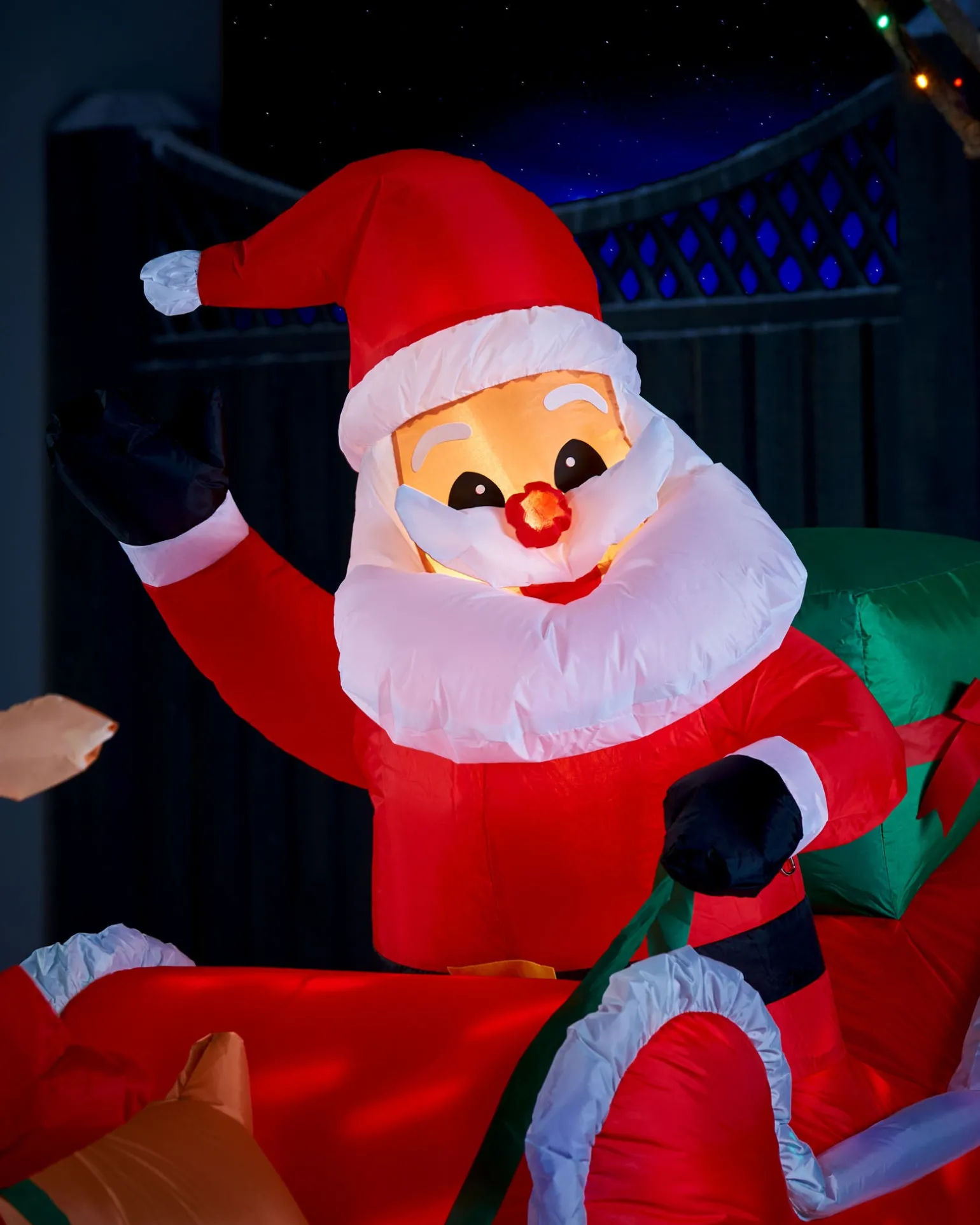 WeRChristmas Pre-Lit Inflatable Animated Santa With Sleigh, 6 Ft^ Inflatables
