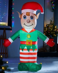WeRChristmas Pre-Lit Inflatable Elf, 5 Ft^ Inflatables