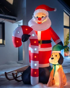 WeRChristmas Pre-Lit Inflatable Flashing Santa With Candy Cane, 6 Ft^ Christmas Characters|Inflatables
