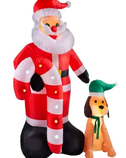 WeRChristmas Pre-Lit Inflatable Flashing Santa With Candy Cane, 6 Ft^ Christmas Characters|Inflatables