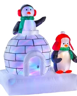 WeRChristmas Pre-Lit Inflatable Penguin Family And Igloo, 5 Ft^ Inflatables