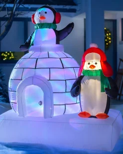 WeRChristmas Pre-Lit Inflatable Penguin Family And Igloo, 5 Ft^ Inflatables