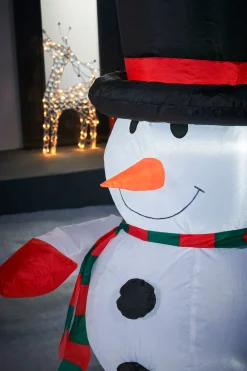 WeRChristmas Pre-Lit Inflatable Santa & Snowman Candy Cane Arch, 8 Ft^ Christmas Characters|Inflatables