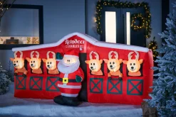 WeRChristmas Pre-Lit Inflatable Santa & Reindeer Stables, 8.5 Ft^ Inflatables