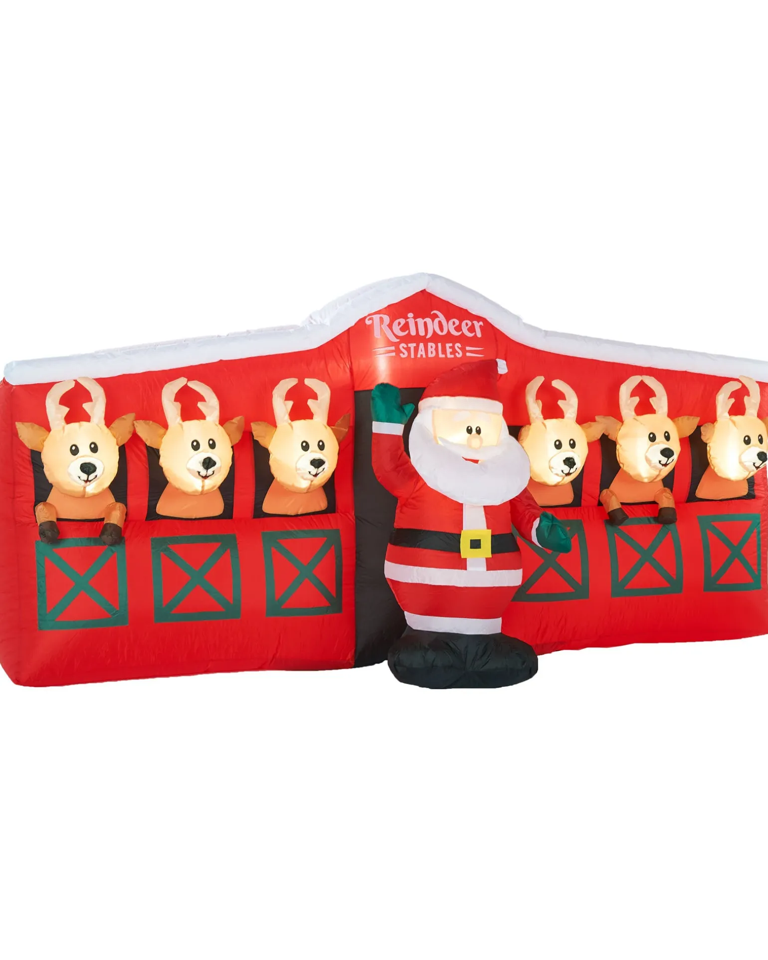 WeRChristmas Pre-Lit Inflatable Santa & Reindeer Stables, 8.5 Ft^ Inflatables