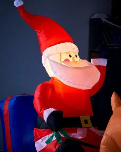 WeRChristmas Pre-Lit Inflatable Santa With Reindeer, 7 Ft^ Inflatables