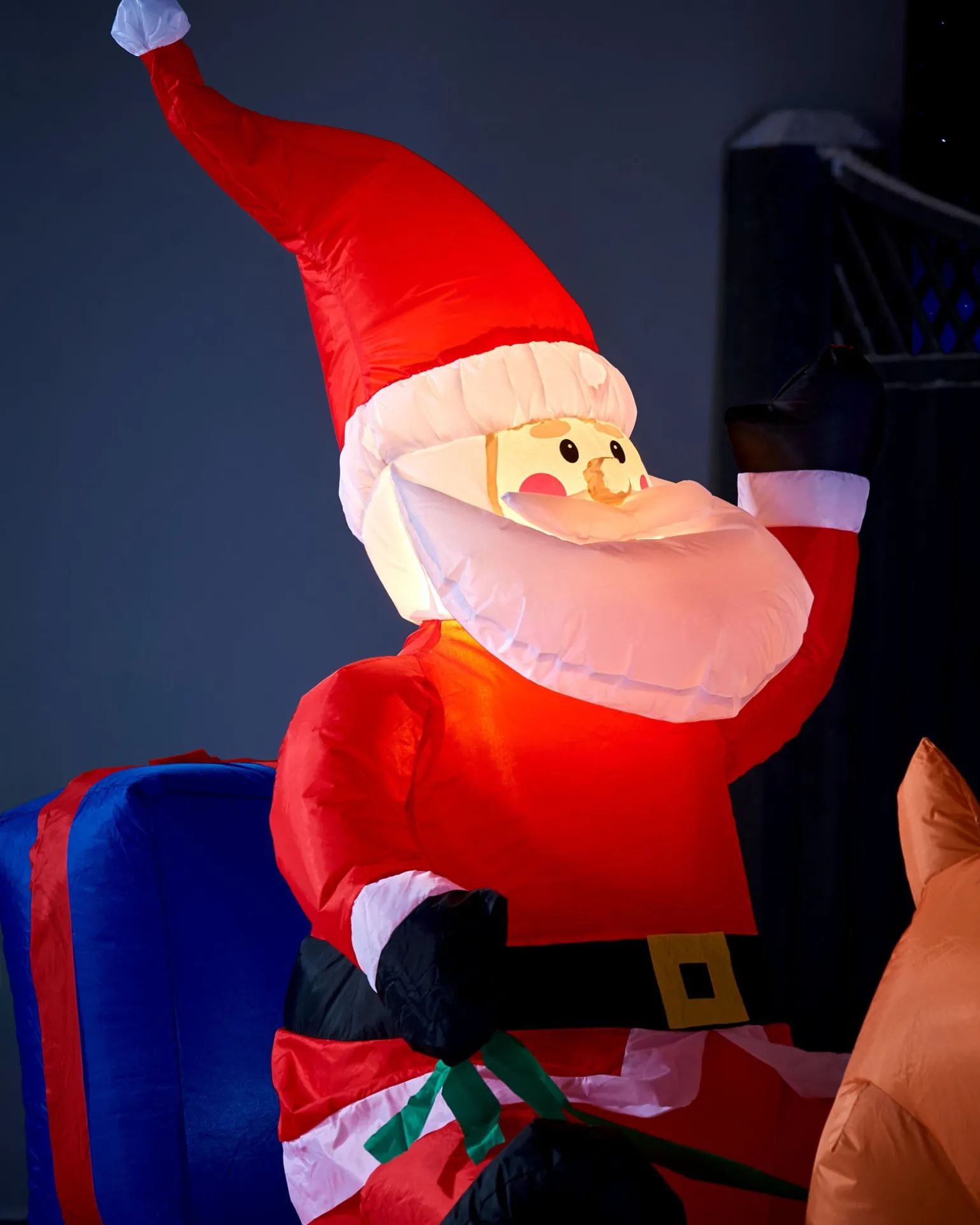WeRChristmas Pre-Lit Inflatable Santa With Reindeer, 7 Ft^ Inflatables