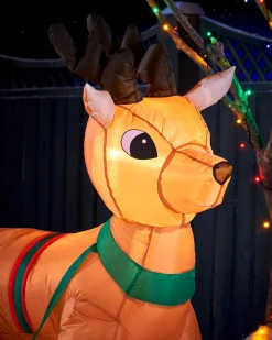 WeRChristmas Pre-Lit Inflatable Santa With Reindeer, 7 Ft^ Inflatables