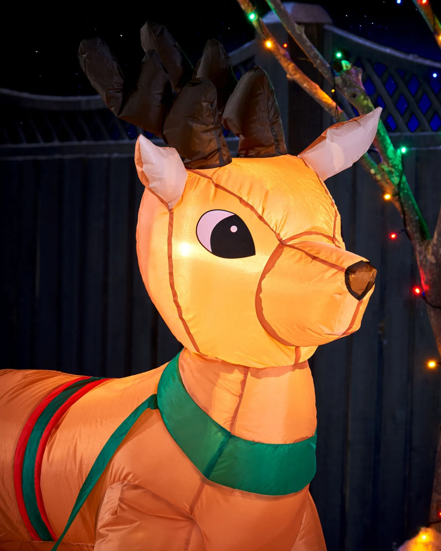 WeRChristmas Pre-Lit Inflatable Santa With Reindeer, 7 Ft^ Inflatables