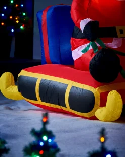 WeRChristmas Pre-Lit Inflatable Santa With Reindeer, 7 Ft^ Inflatables