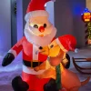 WeRChristmas Pre-Lit Inflatable Santa With Dog, 4 Ft^ Inflatables