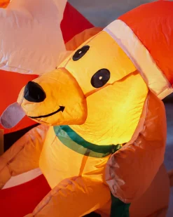 WeRChristmas Pre-Lit Inflatable Santa With Dog, 4 Ft^ Inflatables