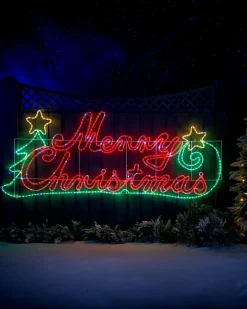 WeRChristmas Pre-Lit Merry Christmas Rope Light Silhouette, 2 M^ Festive Star, Snowflake & Sign Lights