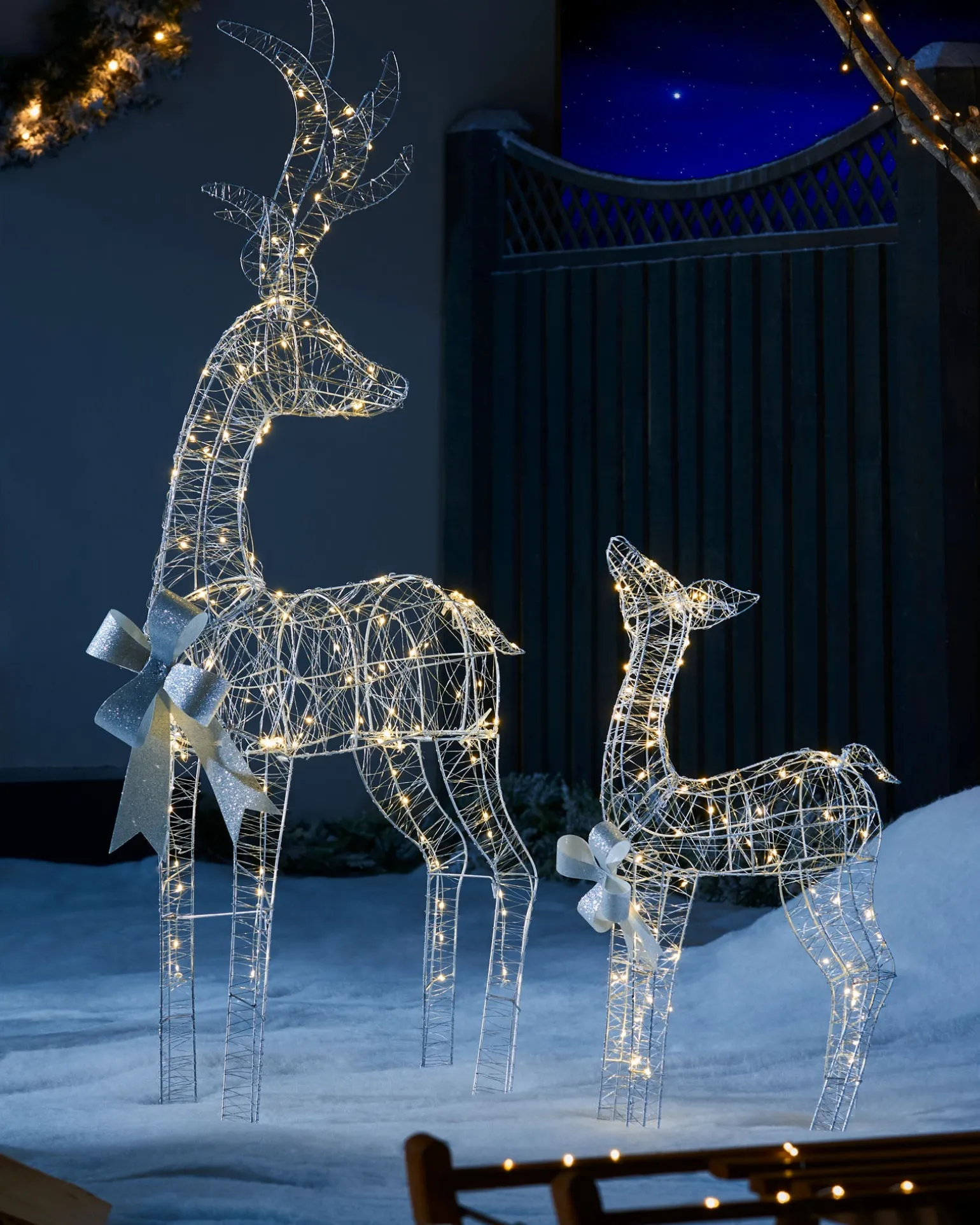 WeRChristmas Pre-Lit Micro LED Reindeer Family Silhouette, 135 Cm^ Outdoor Lighted Reindeer