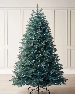 WeRChristmas Pre-Lit Mixed Pine Blue Christmas Tree, Dual LED White, 7 Ft^ Pre Lit Christmas Trees