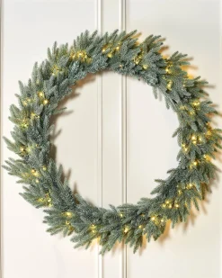 WeRChristmas Pre-Lit Mixed Pine Blue Wreath, 1 M^ Extra Large Wreaths|Pre Lit Wreaths