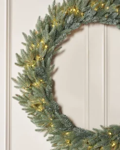 WeRChristmas Pre-Lit Mixed Pine Blue Wreath, 1 M^ Extra Large Wreaths|Pre Lit Wreaths