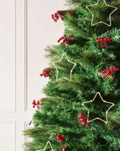 WeRChristmas Pre-Lit Mixed Pine Fibre Optic Christmas Tree With LED Stars, 7 Ft^ Fibre Optic Christmas Trees|Pre Lit Christmas Trees