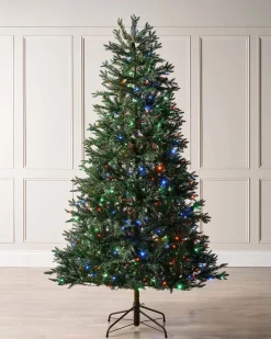 WeRChristmas Pre-Lit Mixed Pine Natural Bark Christmas Tree, 8 Ft^ Pre Lit Christmas Trees