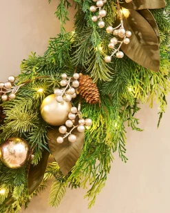 WeRChristmas Pre-Lit Mixed Tip Wreath, Pinecones & Berries, 76 Cm^ Decorated Wreaths|Pre Lit Wreaths
