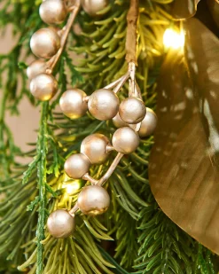 WeRChristmas Pre-Lit Mixed Tip Wreath, Pinecones & Berries, 76 Cm^ Decorated Wreaths|Pre Lit Wreaths