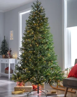 WeRChristmas Pre-Lit Mountain Pine Natural Bark Christmas Tree, 7 Ft^ Budget Christmas Trees|Pre Lit Christmas Trees