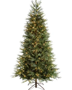 WeRChristmas Pre-Lit Mountain Pine Natural Bark Christmas Tree, 7 Ft^ Budget Christmas Trees|Pre Lit Christmas Trees