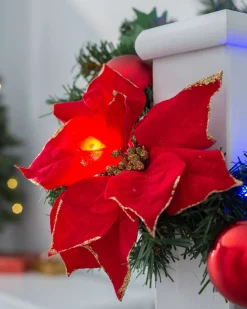 WeRChristmas Pre-Lit Multi-Coloured Decorated Garland, Red/Gold, 9 Ft^ Decorated Garlands|Pre Lit Garlands