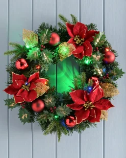 WeRChristmas Pre-Lit Multi-Coloured Decorated Wreath, Red/Gold, 60 Cm^ Decorated Wreaths|Pre Lit Wreaths
