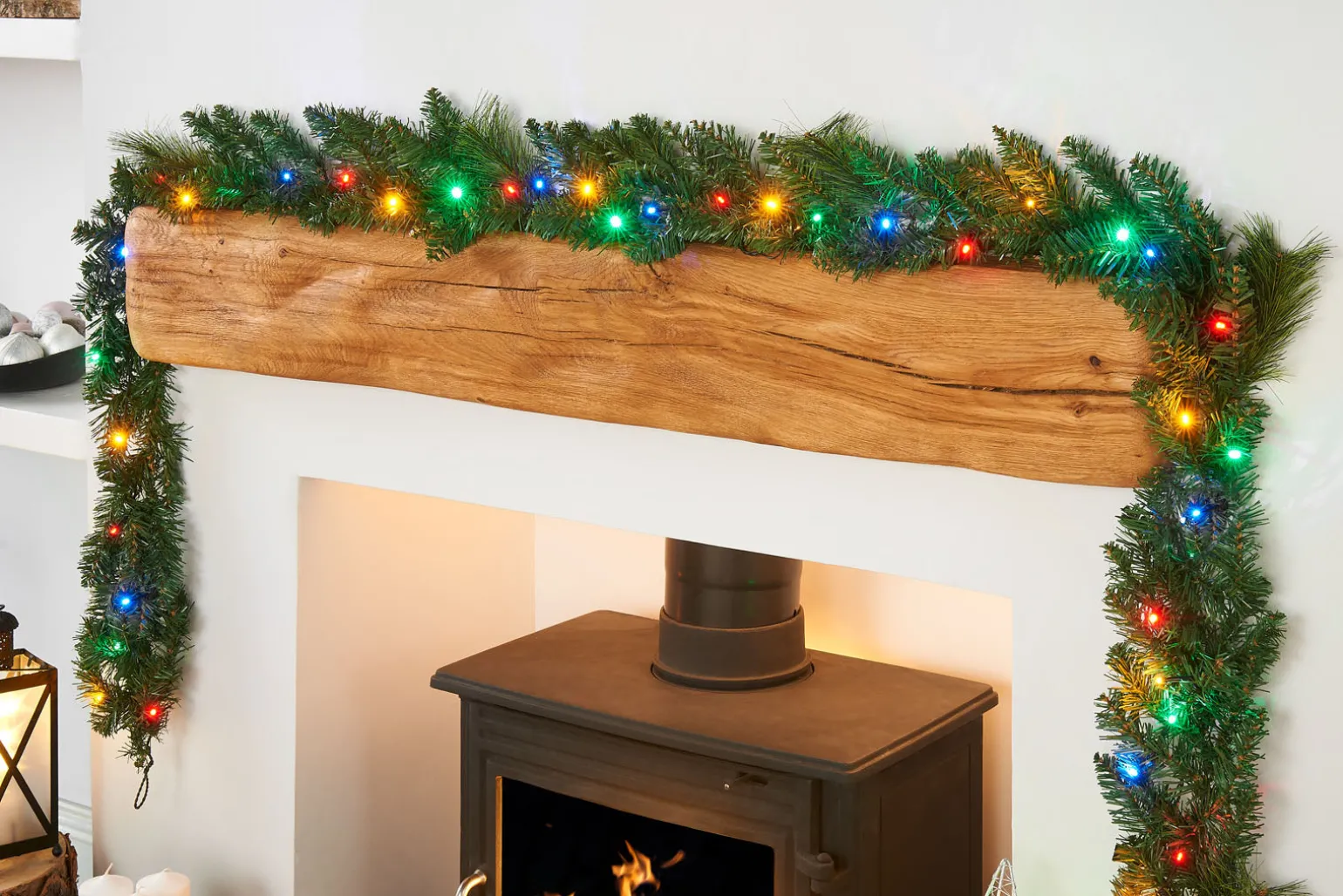 WeRChristmas Pre-Lit Multi-Coloured LEDs Garland, 9 Ft^ Decorated Garlands|Pre Lit Garlands