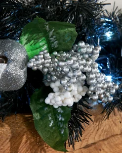 WeRChristmas Pre-Lit Multi-Function Decorated Garland, Black/Silver, 9 Ft^ Pre Lit Garlands|Decorated Garlands