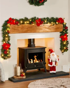 WeRChristmas Pre-Lit Multi-Function Decorated Garland, Red/Gold, 9 Ft^ Decorated Garlands|Pre Lit Garlands