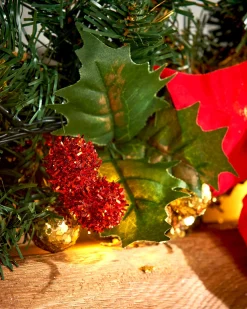 WeRChristmas Pre-Lit Multi-Function Decorated Garland, Red/Gold, 9 Ft^ Decorated Garlands|Pre Lit Garlands