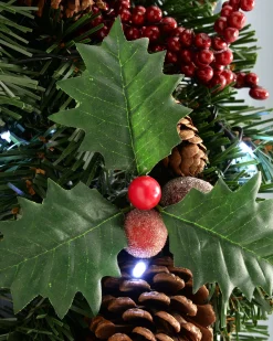WeRChristmas Pre-Lit Natural Decorated Wreath, Pinecones & Berries, 60 Cm^ Decorated Wreaths|Pre Lit Wreaths