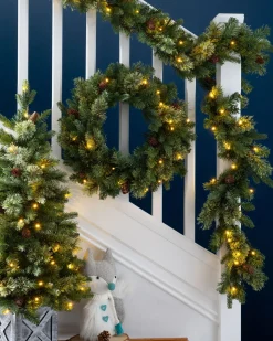 WeRChristmas Pre-Lit Natural Pine Garland, 9 Ft^ Pre Lit Garlands