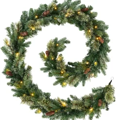 WeRChristmas Pre-Lit Natural Pine Garland, 9 Ft^ Pre Lit Garlands