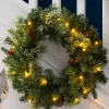 WeRChristmas Pre-Lit Natural Pine Wreath, 60 Cm^ Plain Wreaths|Decorated Wreaths